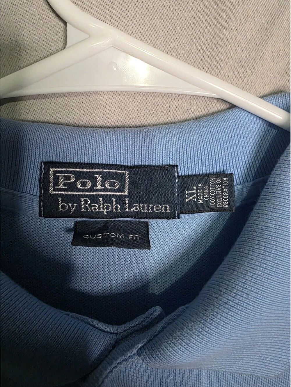 Polo Ralph Lauren Mens XL Custom Fit Light Blue Cotton Mesh Short Sleeve Polo